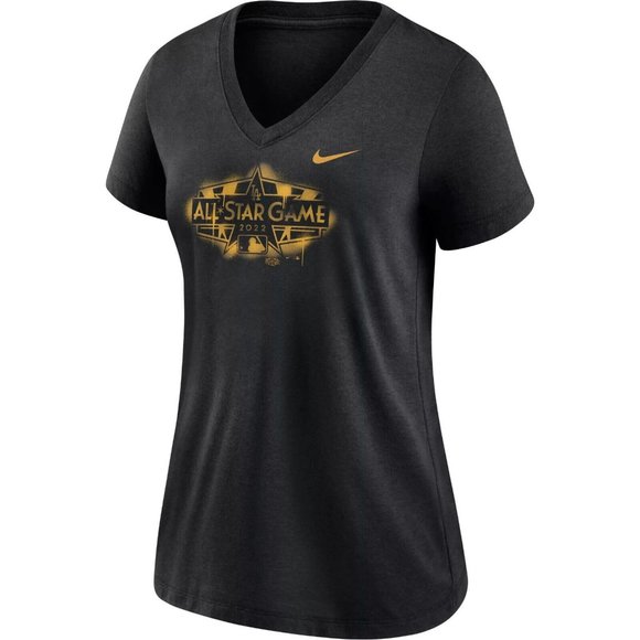 Nike Los Angeles Dodgers 2022 All-Star Game Women's V-Neck Black T-Shirt Size M - Picture 1 of 2